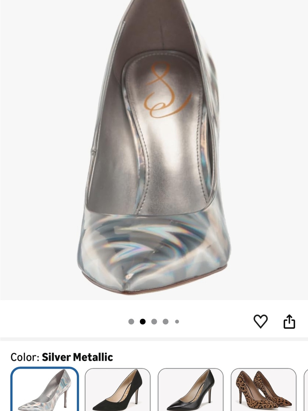 Sam Edelman Silver Metallic Iridescent Pointed-Toe Pump